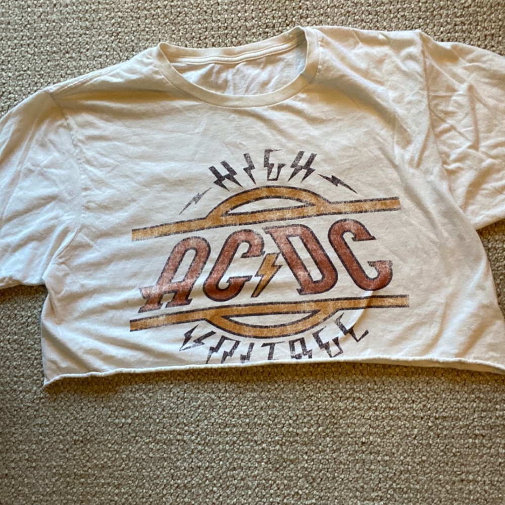 Cream cropped AC/DC band tee from 12th Tribe